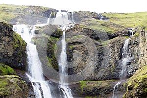 Rjukandafoss waterfall close up, Iceland highlands landmark