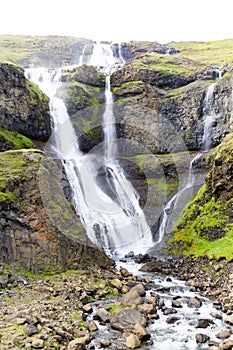 Rjukandafoss waterfall close up, Iceland highlands landmark