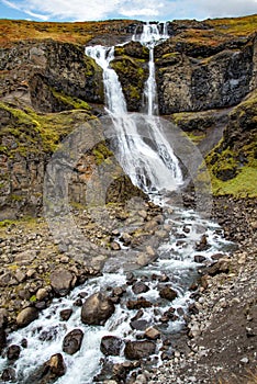 Rjukandi Waterfall in autumn in Iceland