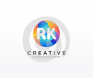 RK initial logo With Colorful Circle template vector