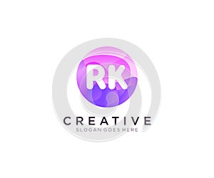 RK initial logo With Colorful Circle template vector