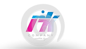 rk r k alphabet letter combination pink blue bold logo icon design