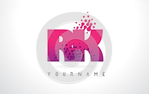 RK R K Letter Logo with Pink Purple Color and Particles Dots Design.