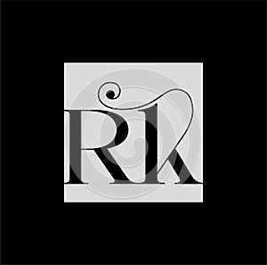 RK typography vector monogram in calligraphy style