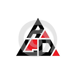 RLD triangle letter logo design with triangle shape. RLD triangle logo design monogram. RLD triangle vector logo template with red photo