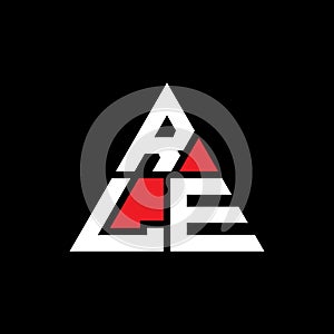 RLE triangle letter logo design with triangle shape. RLE triangle logo design monogram. RLE triangle vector logo template with red