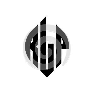 RLP circle letter logo design with circle and ellipse shape. RLP ellipse letters with typographic style. The three initials form a