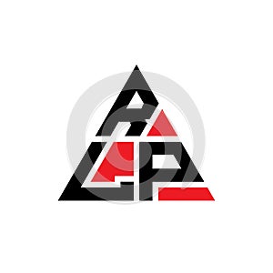 RLP triangle letter logo design with triangle shape. RLP triangle logo design monogram. RLP triangle vector logo template with red