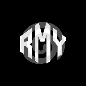 RMY letter logo design with polygon shape. RMY polygon and cube shape logo design. RMY hexagon vector logo template white and