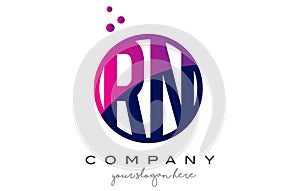 RN R N Circle Letter Logo Design with Purple Dots Bubbles photo