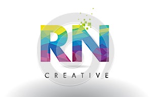 RN R N Colorful Letter Origami Triangles Design Vector. photo