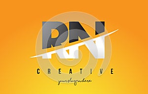 RN R N Letter Modern Logo Design with Yellow Background and Swoosh. photo