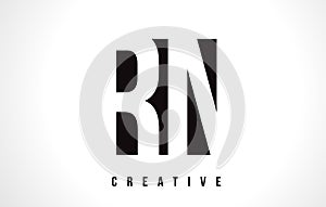 RN R N White Letter Logo Design with Black Square. photo