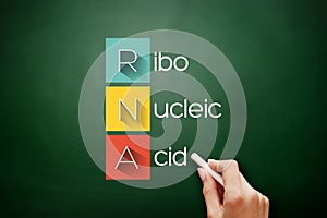 RNA - Ribonucleic acid acronym on blackboard