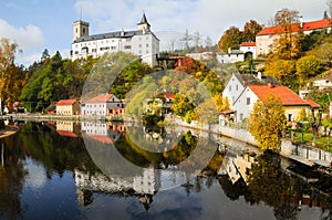 RoÅ¾mberk nad vltavou village during autumn, Czech Republic