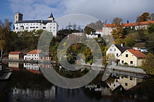 RoÅ¾mberk nad vltavou village during autumn, Czech Republic