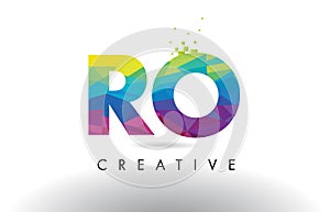 RO R O Colorful Letter Origami Triangles Design Vector. photo