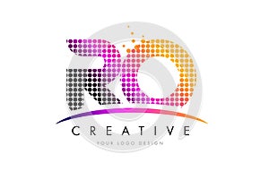 RO R O Letter Logo Design with Magenta Dots and Swoosh photo
