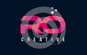 RO R O Letter Logo with Purple Low Poly Pink Triangles Concept photo