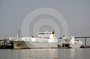 Ro-Ro Cargo Ships Berthed on the Thames London