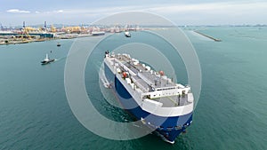 Ro-Ro Ship for import export shipping cars by Vessel Freight forwarding service ship, Logistics transportation to dealer aerial