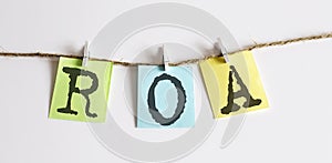 ROA concept - colorful sticky notes with word seo on white background