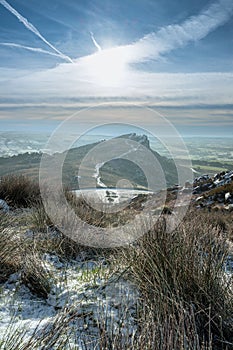 The Roaches, Staffordshire, UK. A rural Peak District winter landscape scene.