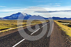 He road 910 through plane and wild landscape of Fljotsdalshreppur municipality in eastern Iceland