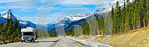 The road 93 `Icefield Parkway` in Jasper,Canada