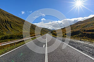 Road A82 in Autumn with mountain from Glasgow to Highland, Scotland