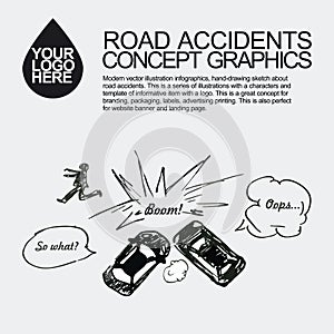 Road accident. The car crashed incident.