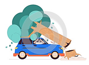 Road accident line cartoon flat illustration