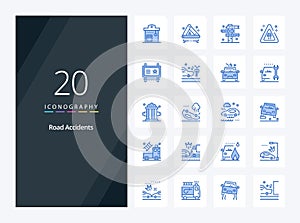20 Road Accidents Blue Color icon for presentation