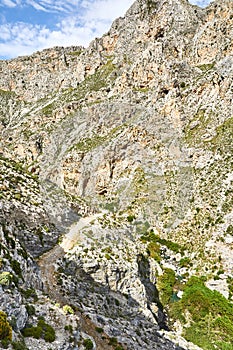 The road of Agios Vassilios in Crete, Greece.