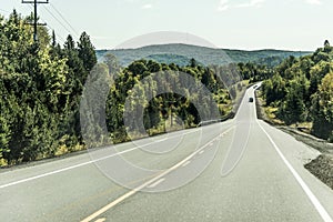 Road through Algonquin Provincial Park beginning fall camper on Street Ontario Canada