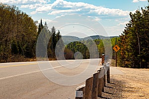 Road through Algonquin Provincial Park in fall, Ontario, Canada