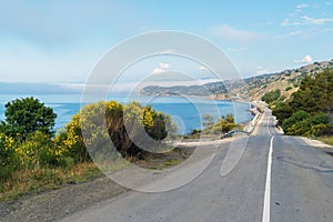 A road along the Black Sea coast. Crimea.The village of Morskoye