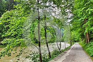 Road along the Dunajec river in Pieniny National Park in southern Poland.