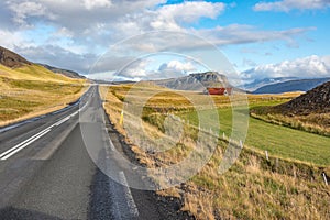 Road along the Hvalfjordur, Iceland