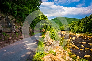 Road along Red Creek, in the rural Potomac Highlands of West Virginia.