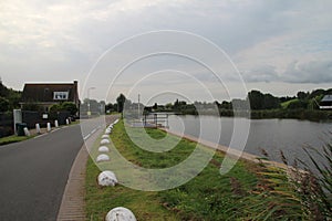 Road on the along river Rotte in Oud Verlaat, Zuidplas