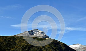 Road through the Alps. Panoramic view. Switzerland.