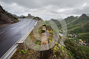 Road in Anaga mountains in Tenerife island, Canary islands, Spain. photo
