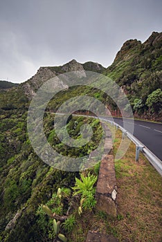 Road in Anaga mountains in Tenerife island, Canary islands, Spain. photo