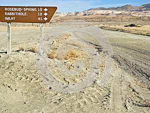 Turnoff near the mine at Sulphur, Nevada photo