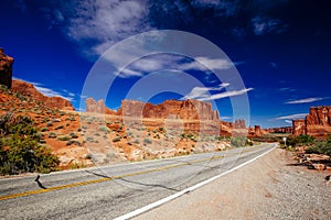 Road through Arches National Park, Utah, USA