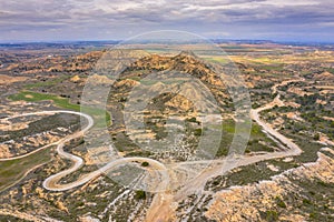 Road arid landscape Alcubierre mountains