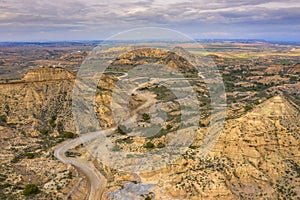 Road arid landscape Alcubierre mountains