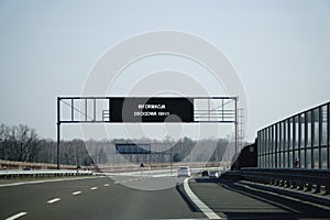 Road assistance Information board on A2 highway