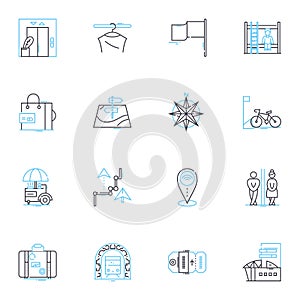 Road atlas linear icons set. Navigation, Directions, Highways, Maps, Interstates, Travel, Roads line vector and concept photo